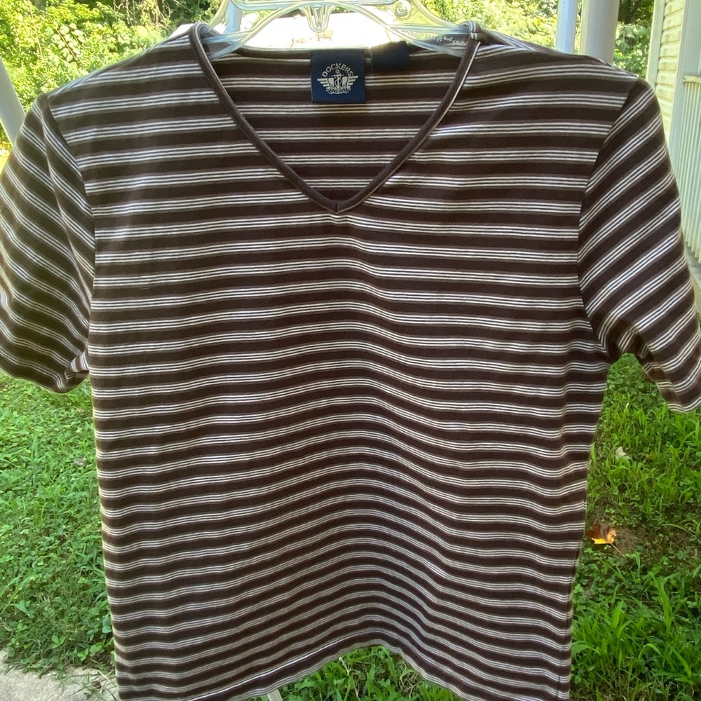 Dockers brown striped short sleeve t-shirt size M